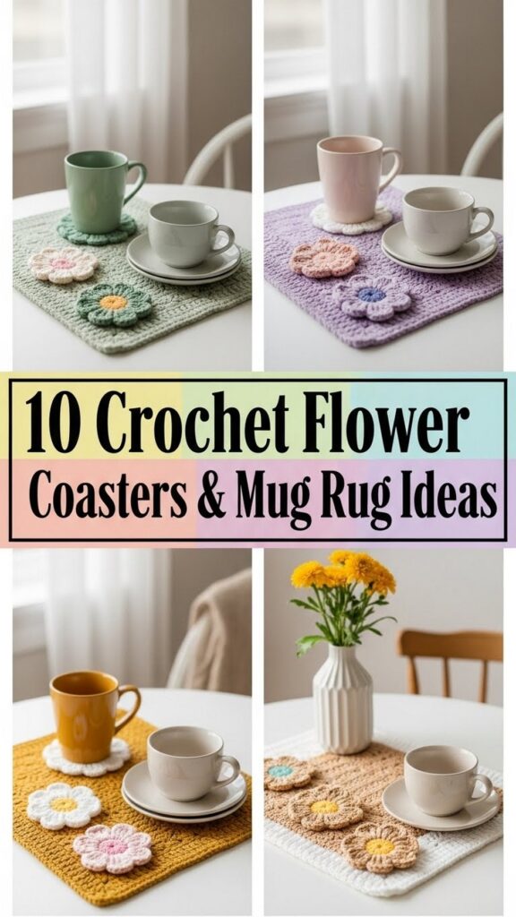 Crochet Flower Coasters & Mug Rug Ideas