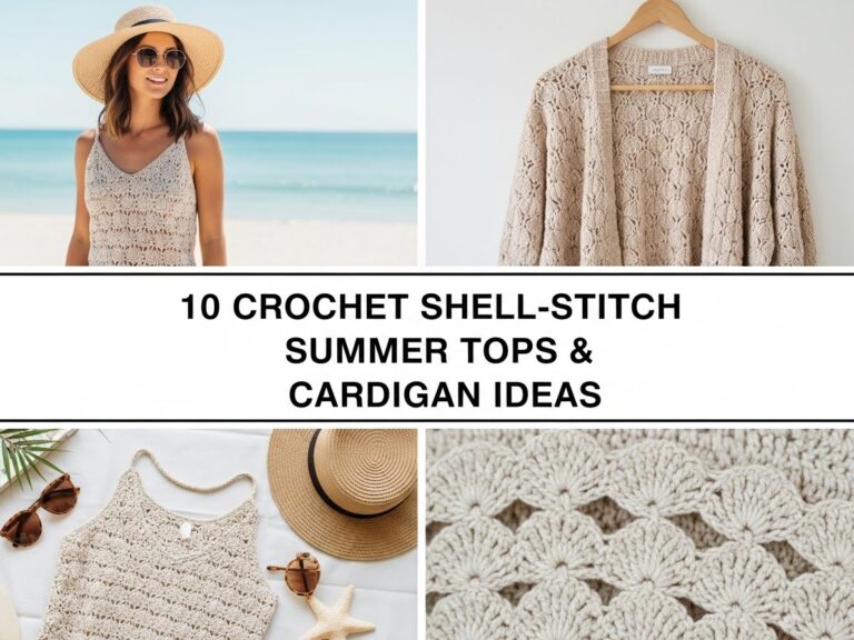 Crochet Shell-Stitch Summer Tops & Cardigan Ideas