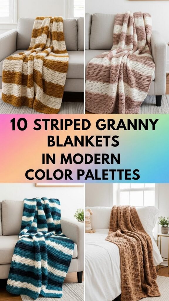 Striped Granny Blankets in Modern Color Palettes