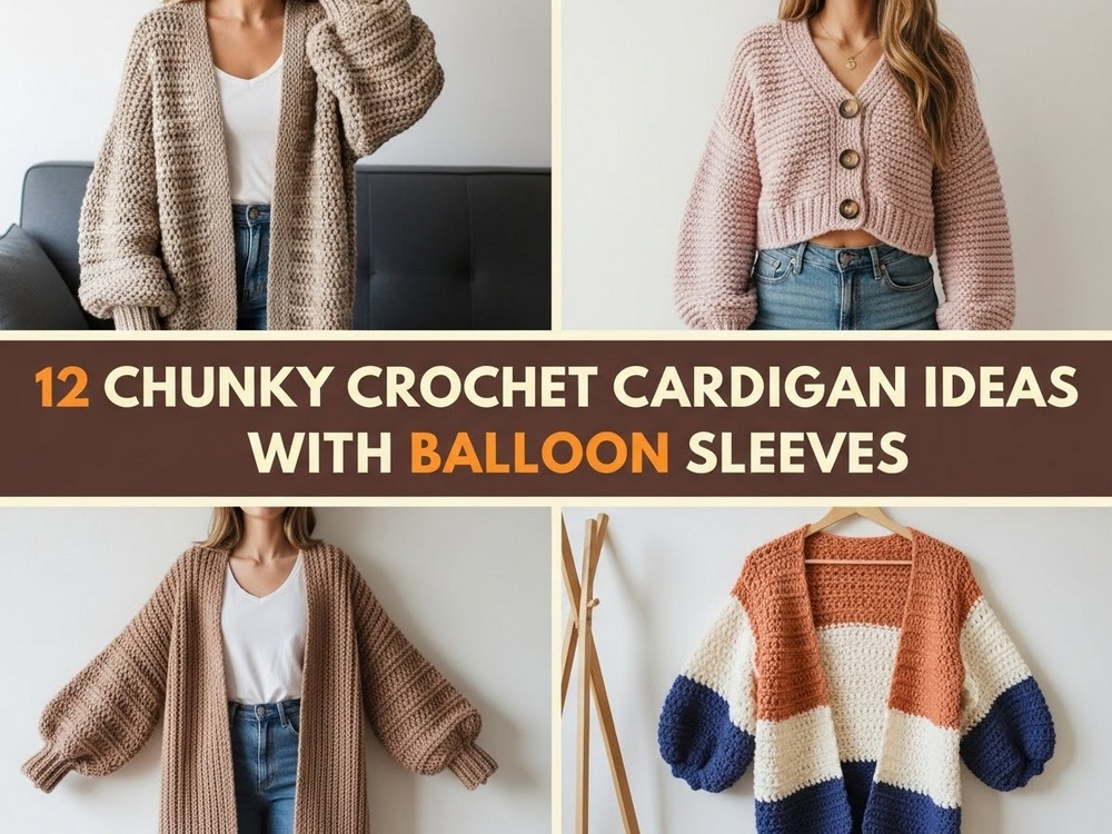 Chunky Crochet Cardigan Ideas With Balloon Sleeves