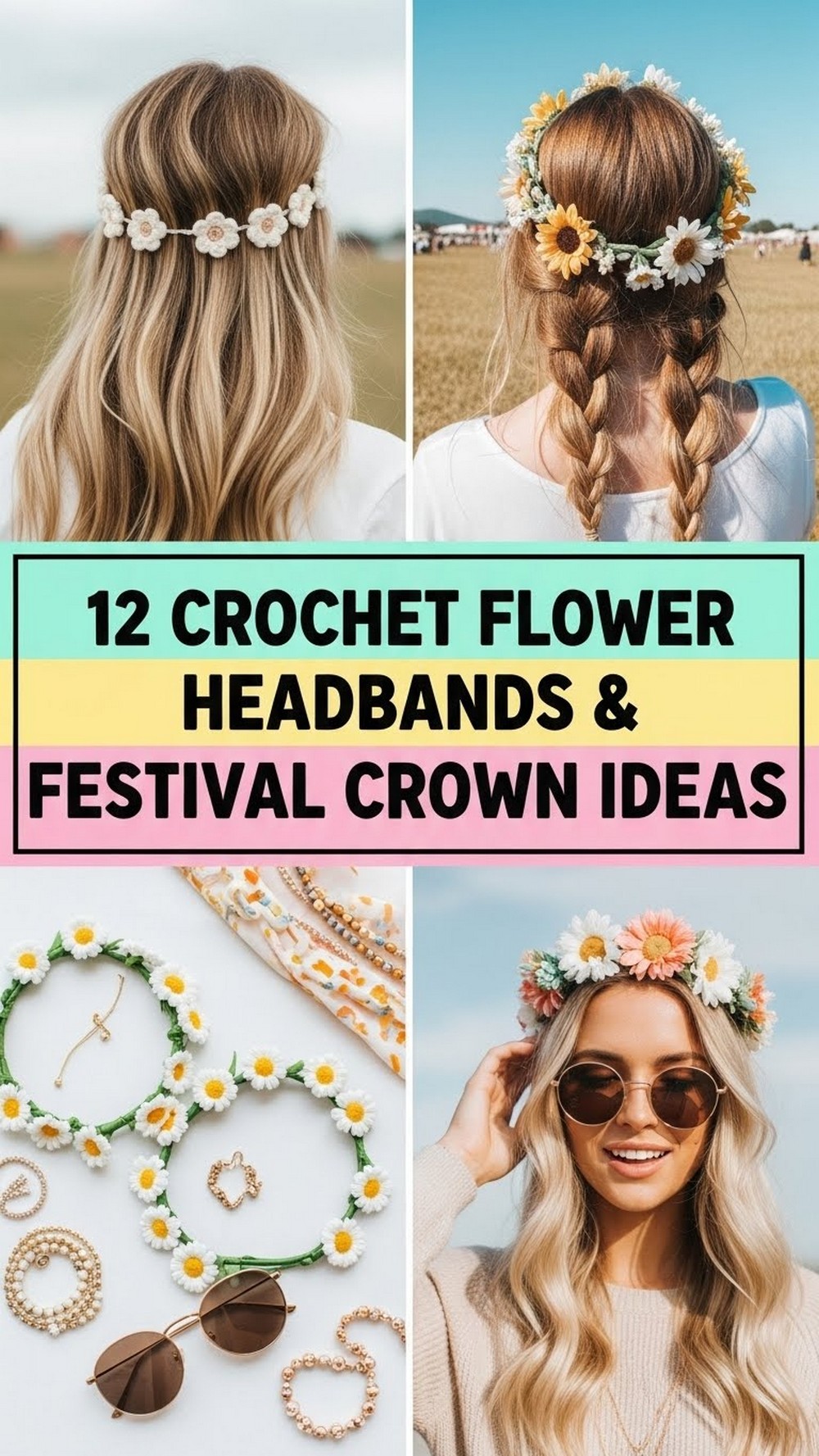 Crochet Flower Headbands & Festival Crown Ideas