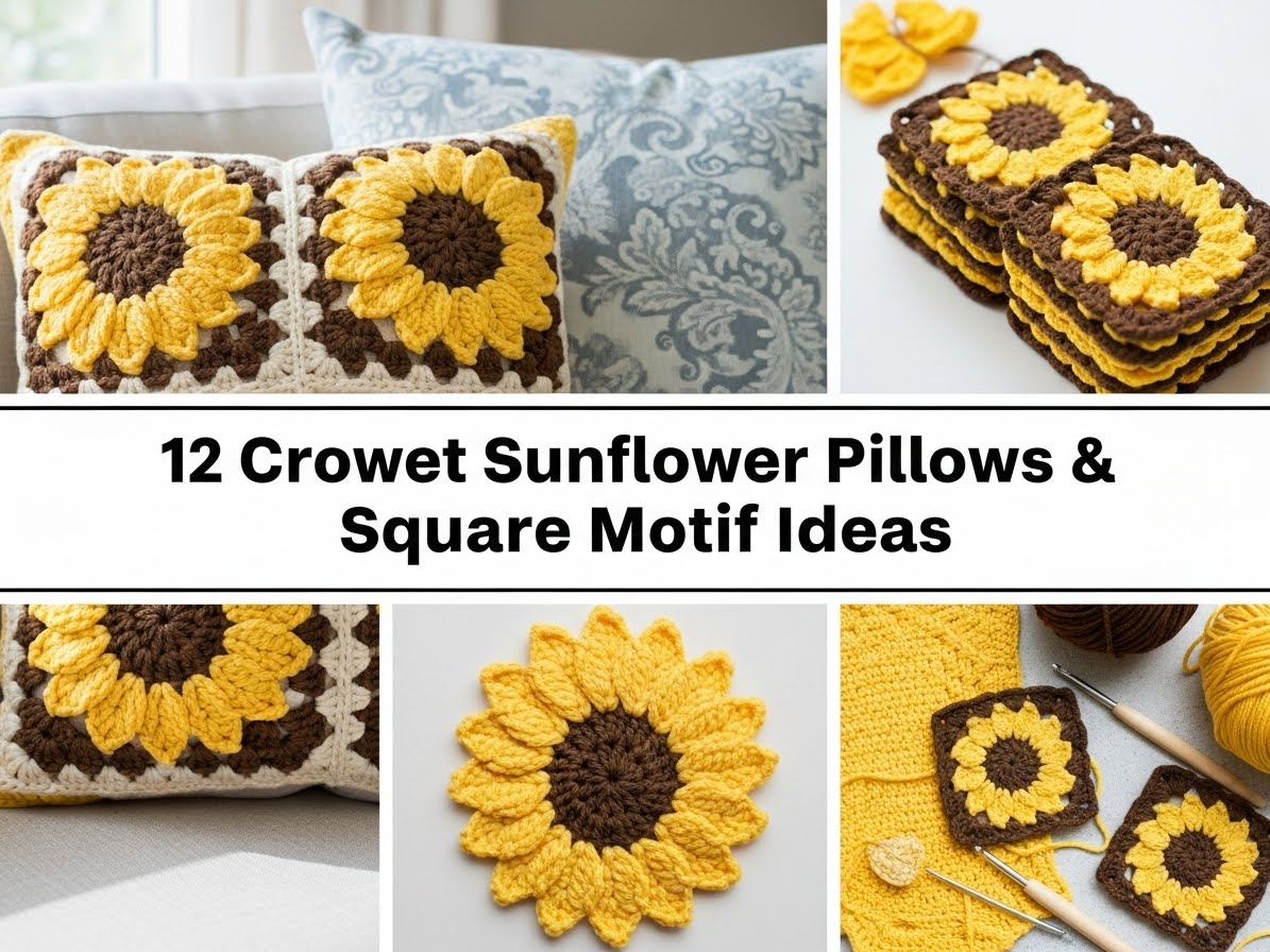 Crochet Sunflower Pillows & Square Motif Ideas