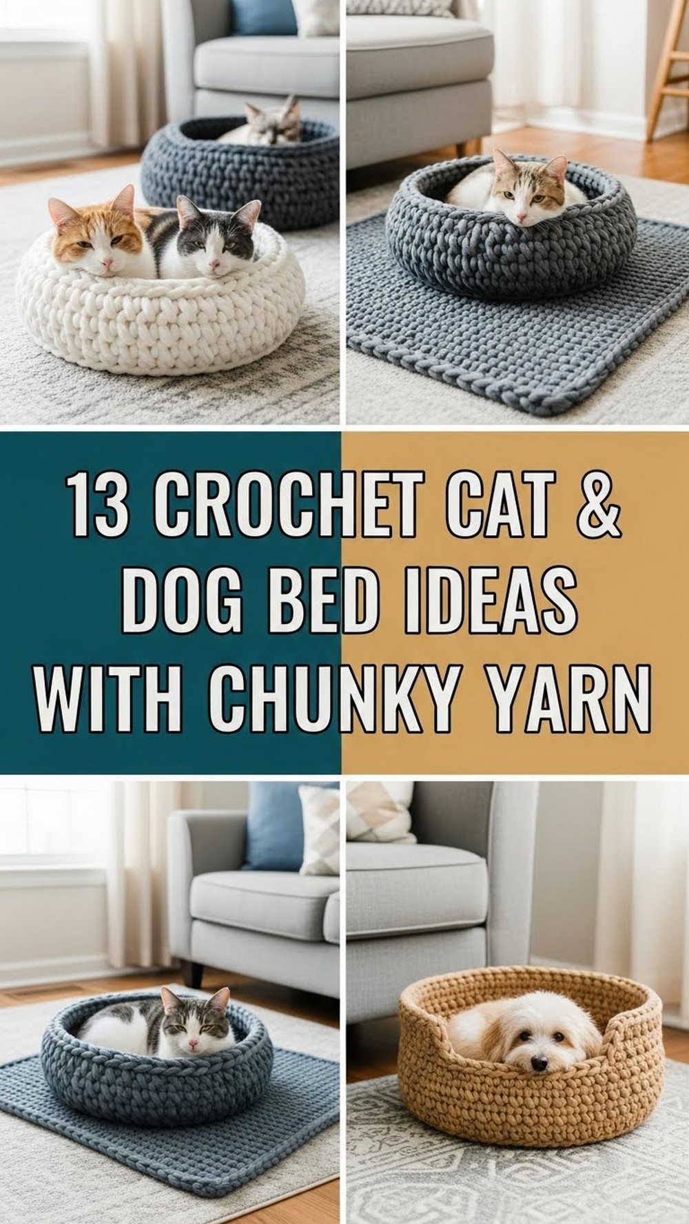 Crochet Cat & Dog Bed Ideas with Chunky Yarn