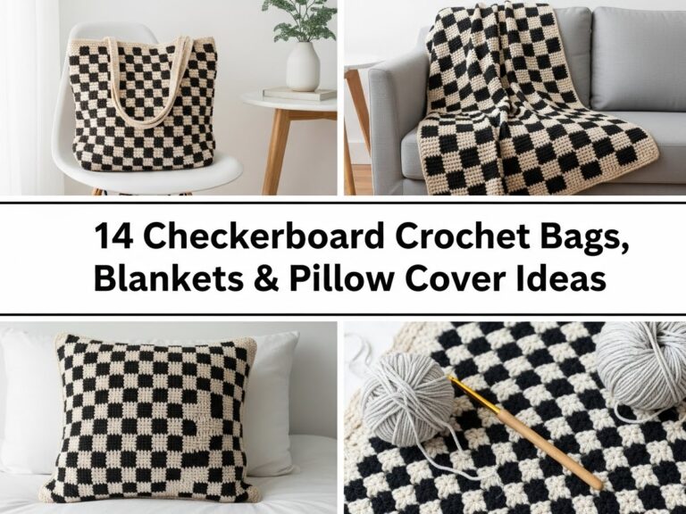 Checkerboard Crochet Bags- Blankets & Pillow Cover Ideas