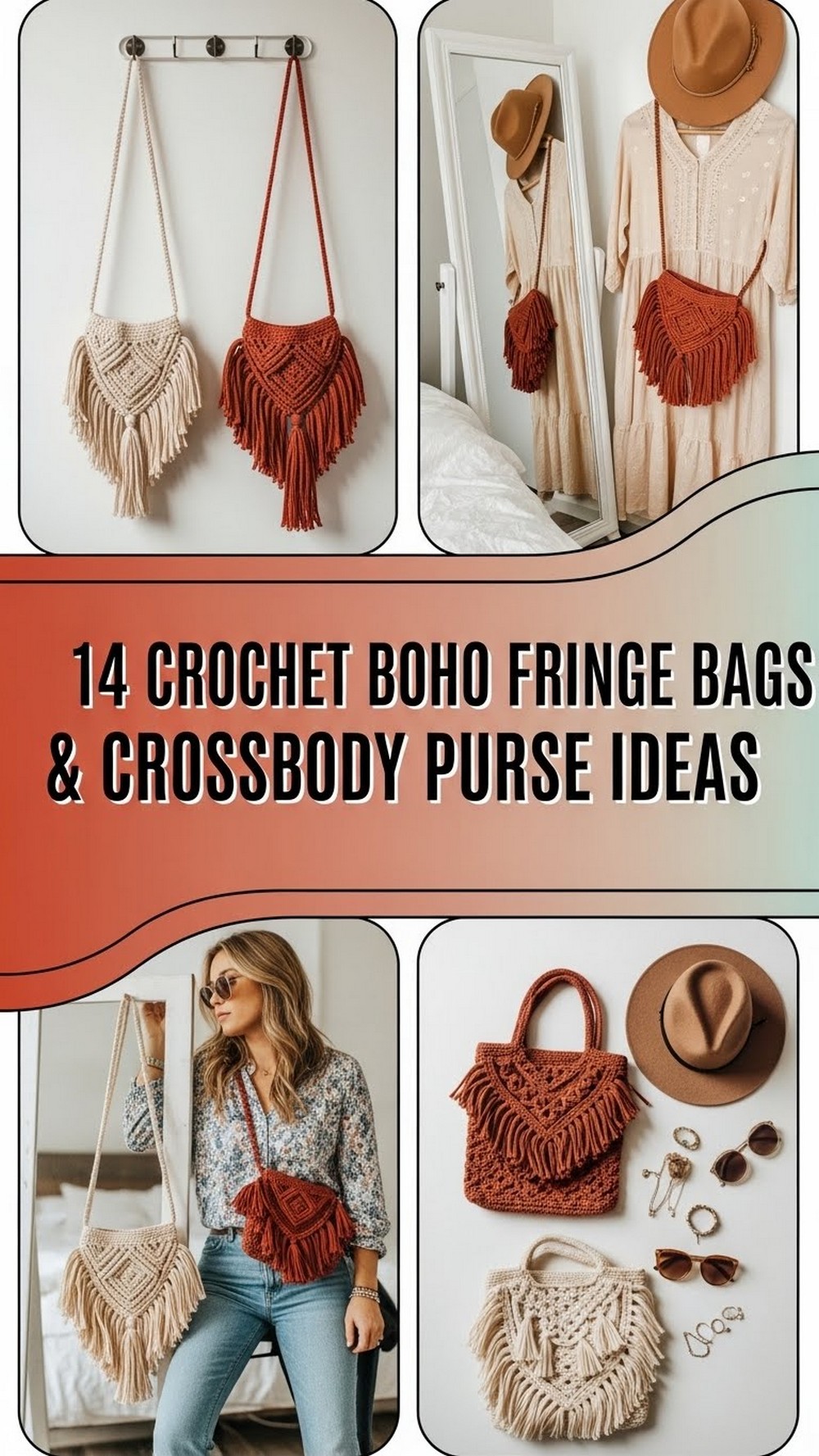 Crochet Boho Fringe Bags & Crossbody Purse Ideas