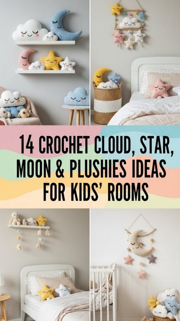 Crochet Cloud, Star & Moon Plushies Ideas for Kids’ Rooms