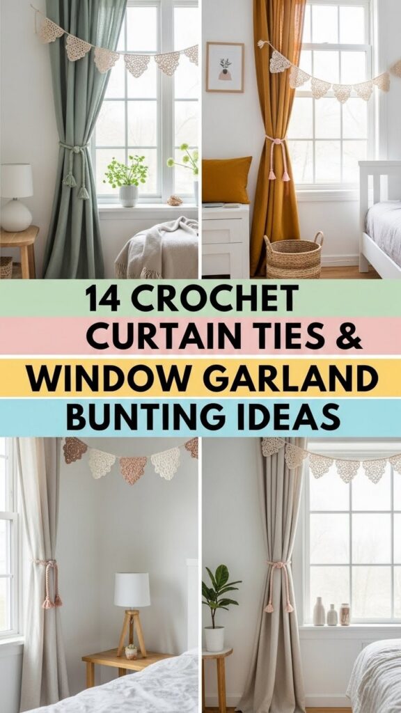 Crochet Curtain Ties & Window Garland Bunting Ideas