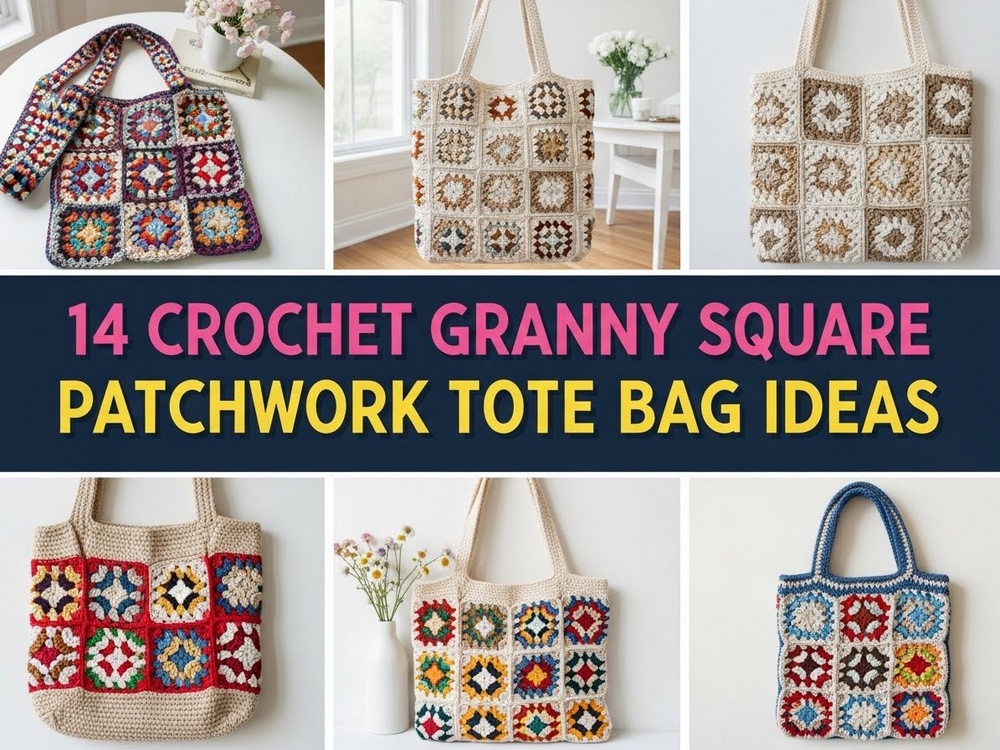 Crochet Granny Square Patchwork Tote Bag Ideas