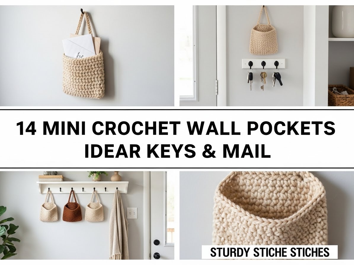 Mini Crochet Wall Pockets Ideas for Keys & Mail