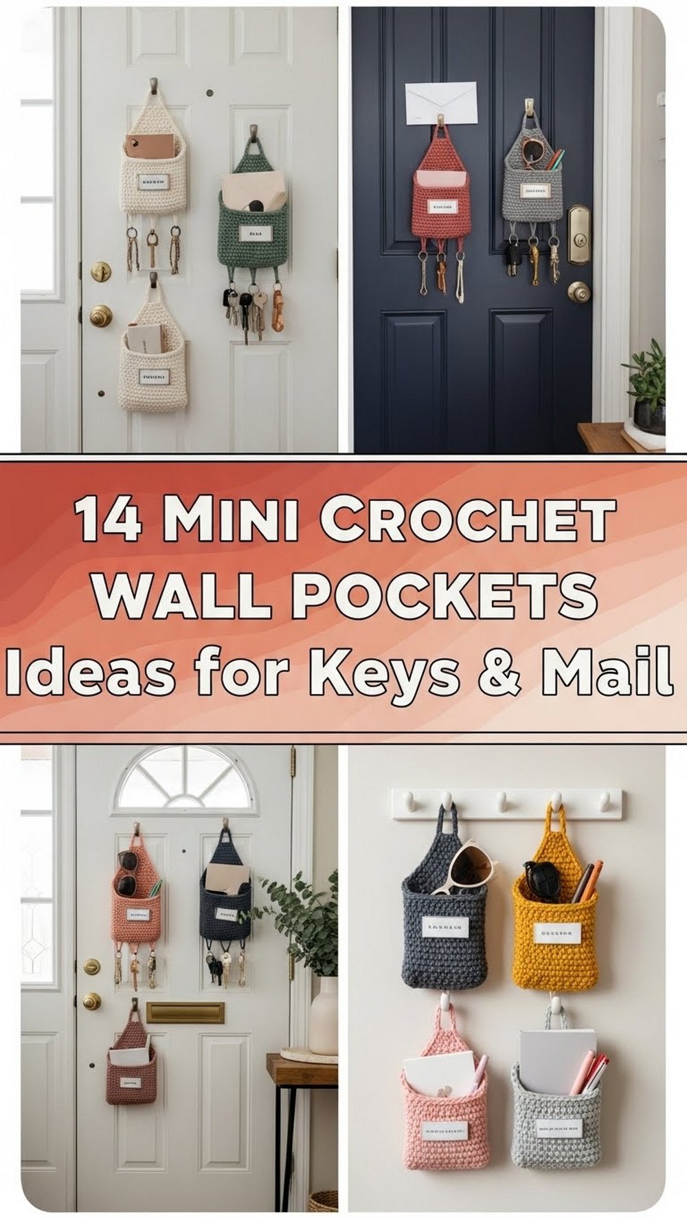 Mini Crochet Wall Pockets Ideas for Keys & Mail