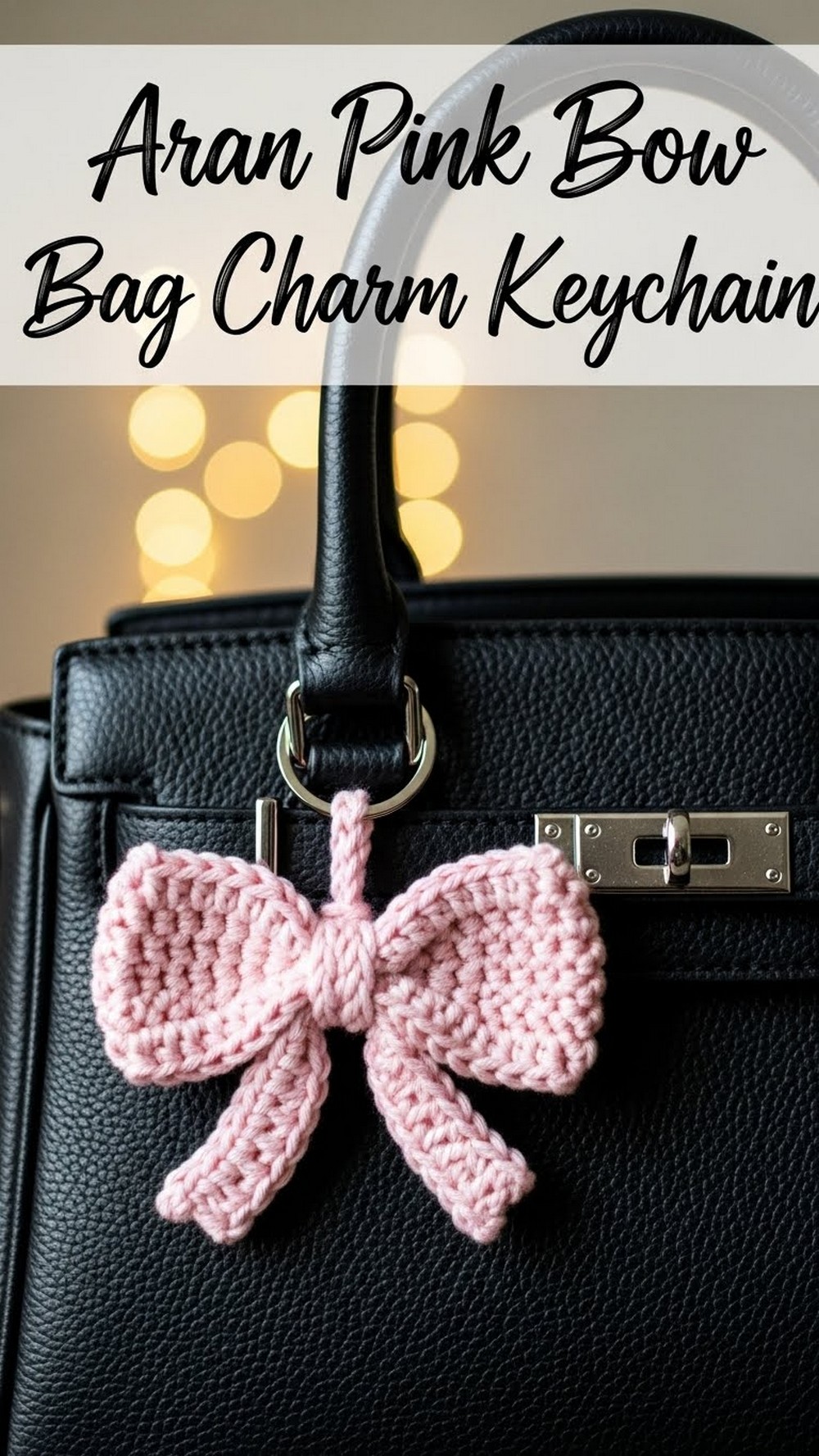 Aran Pink Bow Bag Charm Keychain