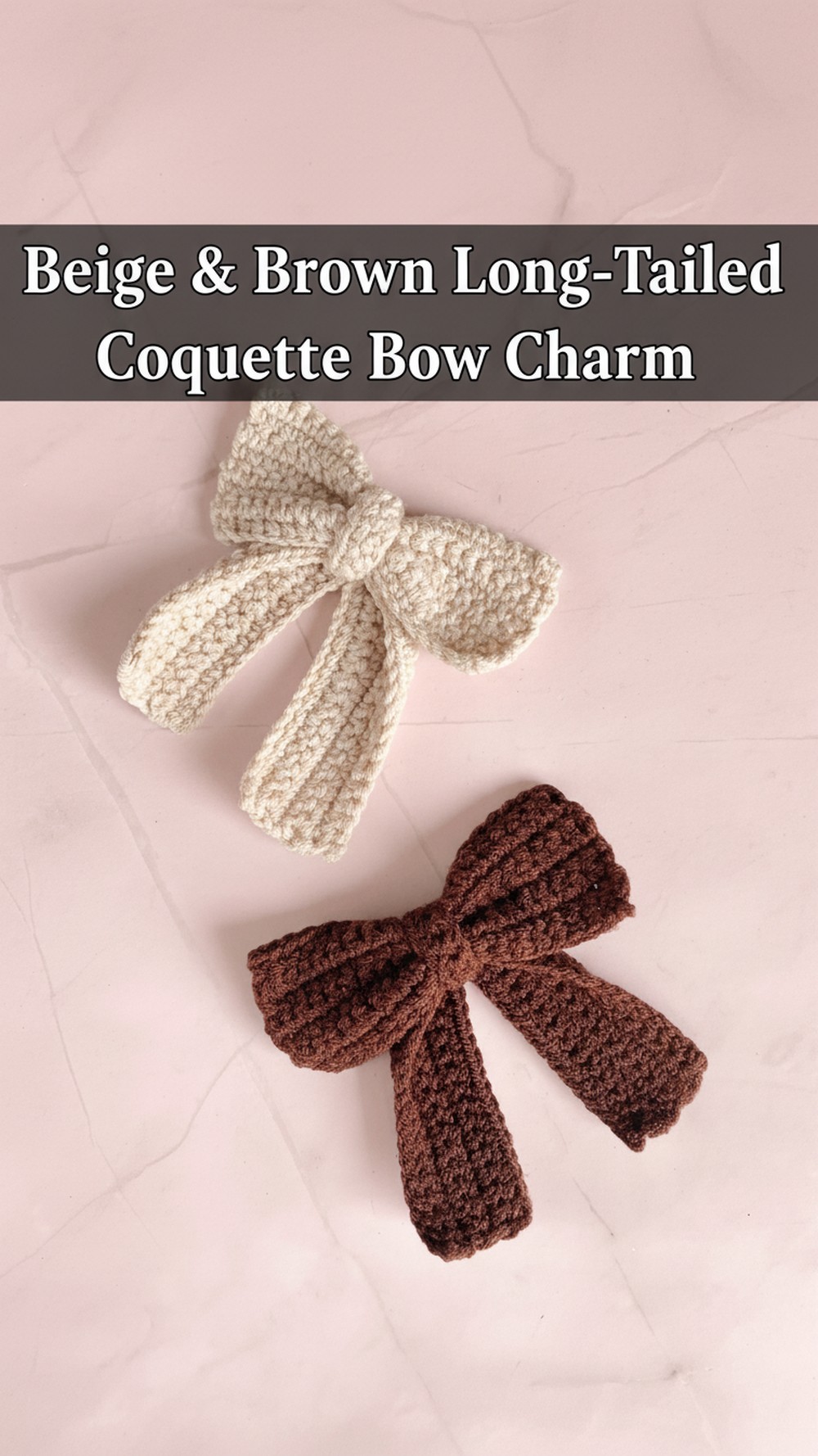 Beige & Brown Long-Tailed Coquette Bow Charm