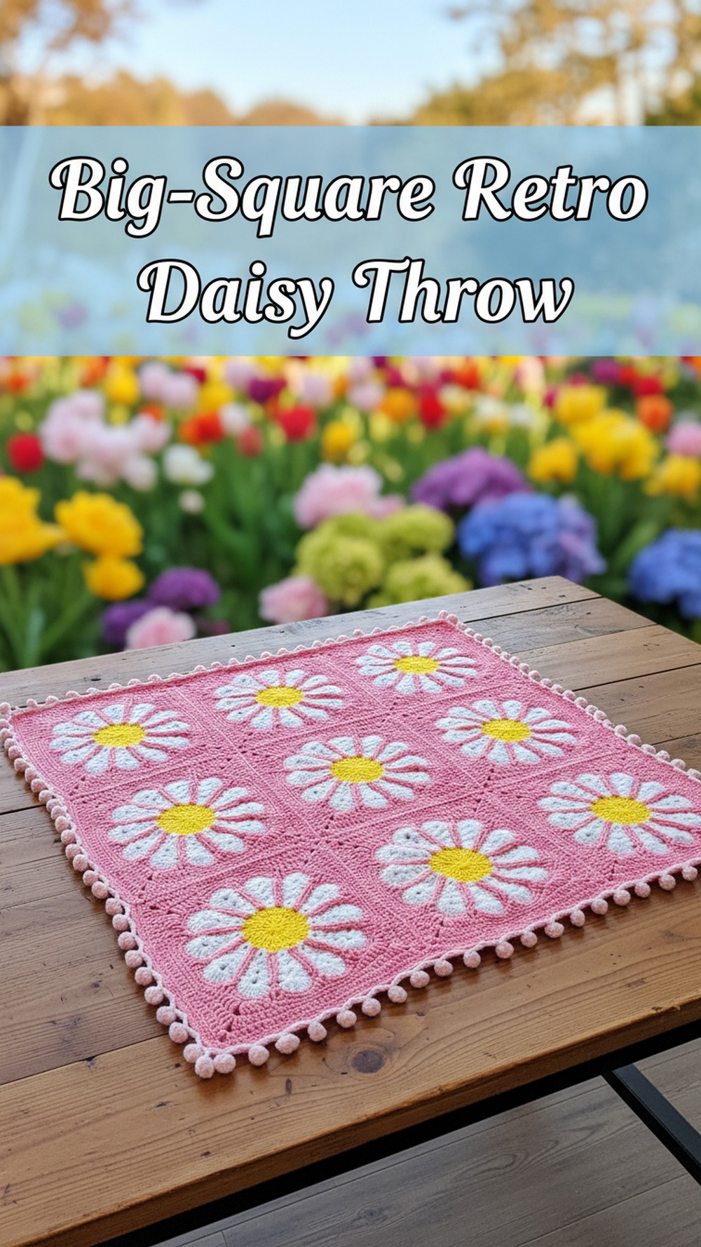 Big-Square Retro Daisy Throw