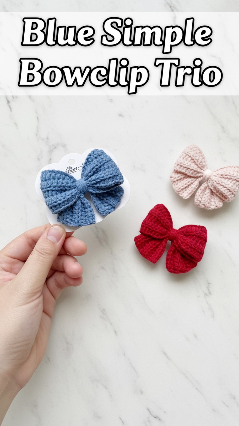 Blue Simple Bow Hairclip Trio