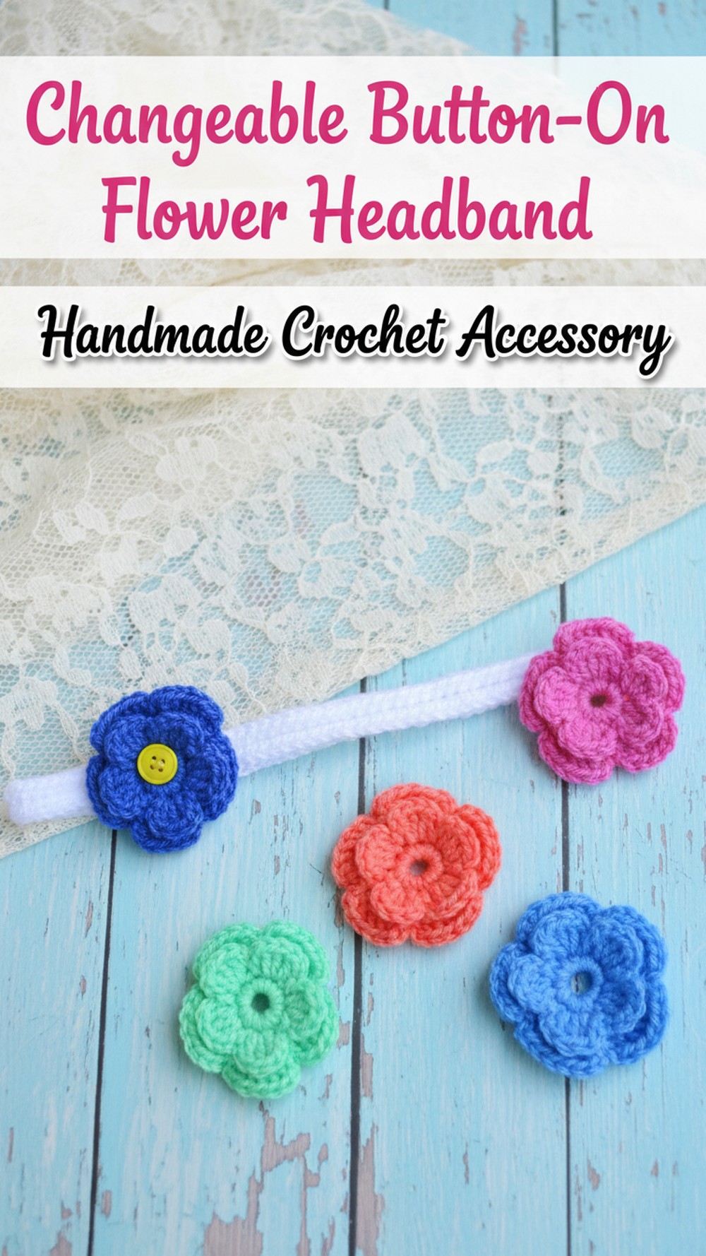 Changeable Button-On Flower Headband