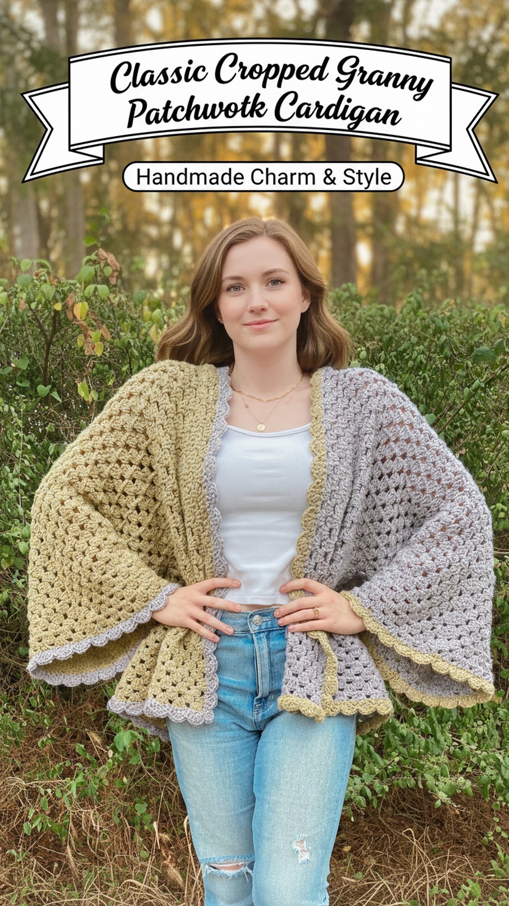 Classic Cropped Granny Hexagon Patchwork Cardigan