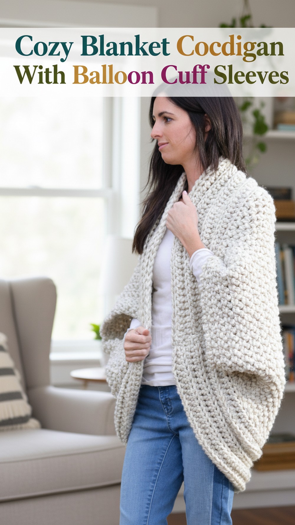 Cozy Blanket Cocoon Cardigan With Balloon Cuff Sleeves