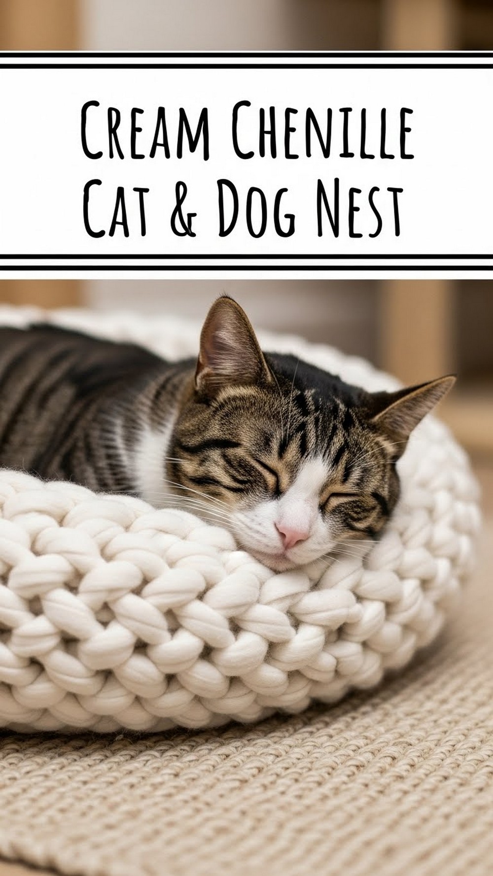 Cream Chenille Cat & Dog Nest