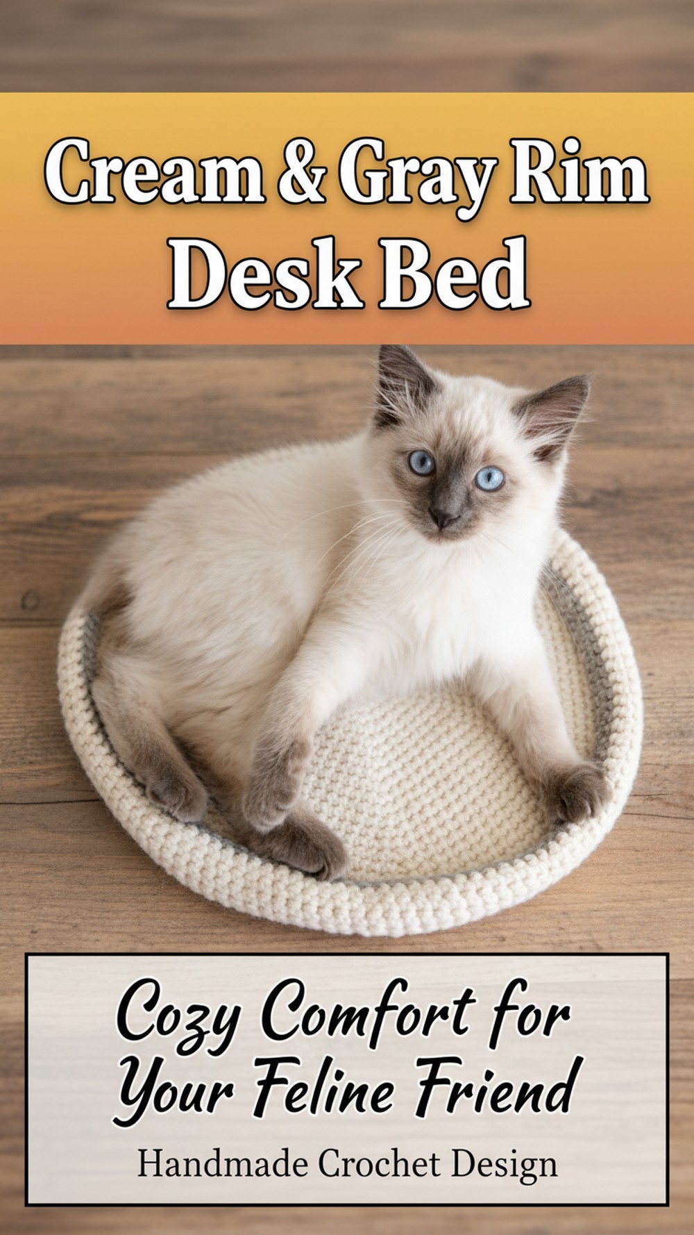 Cream & Gray Rim Desk Bed