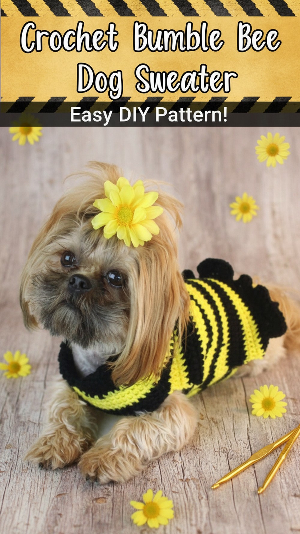 Crochet Bumble Bee Dog Sweater
