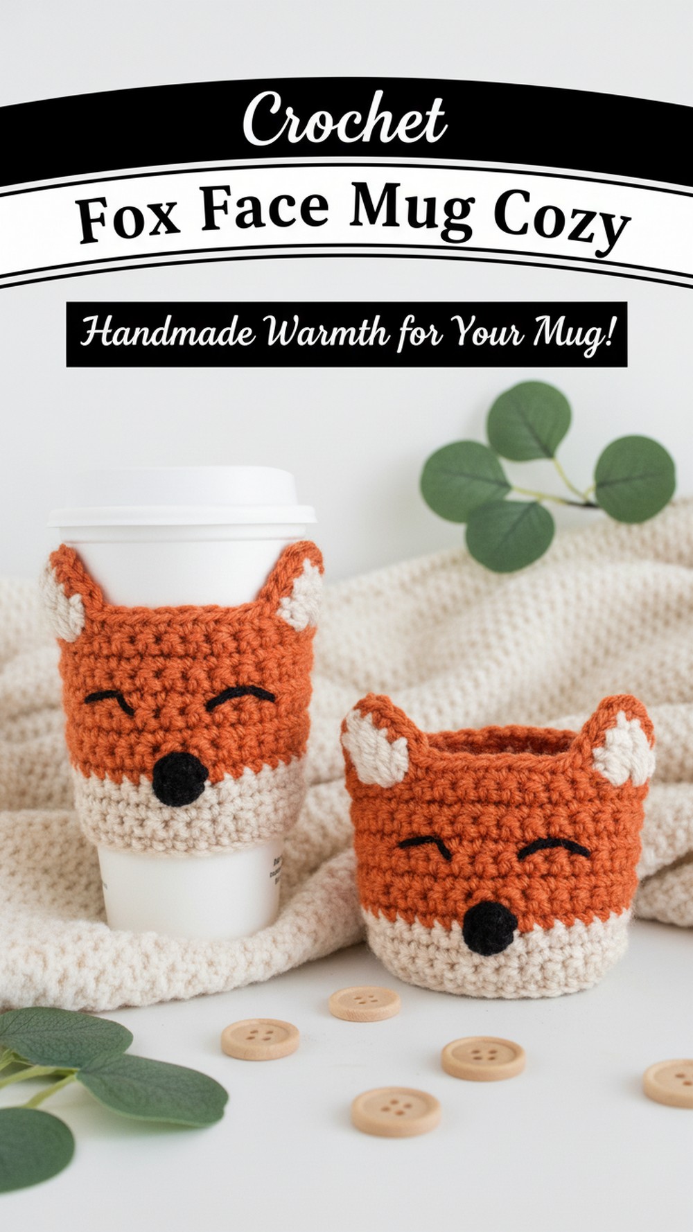 Crochet Fox Face Mug Cozy