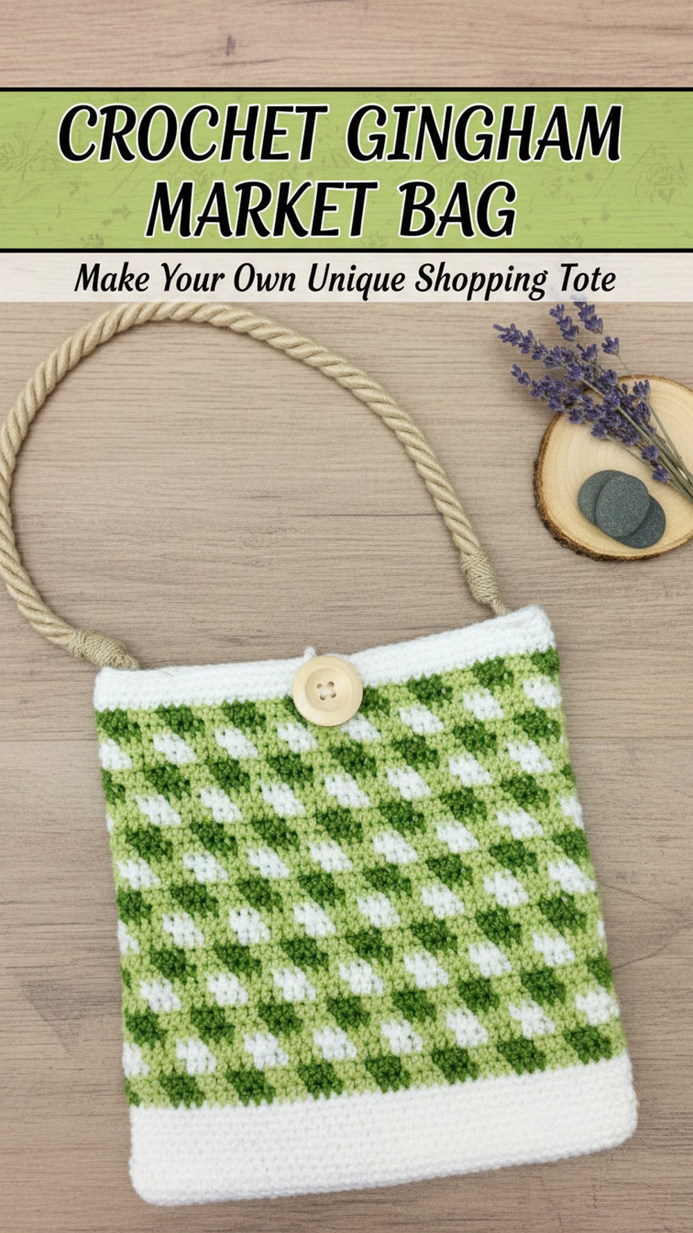 Crochet Gingham Market Bag