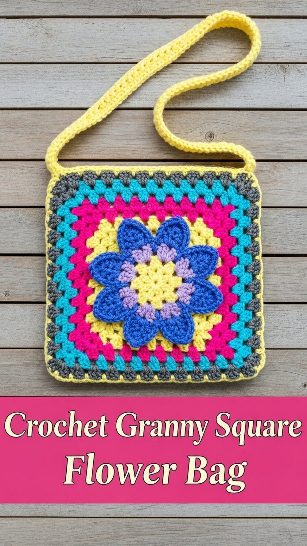 Crochet Granny Square Flower Bag