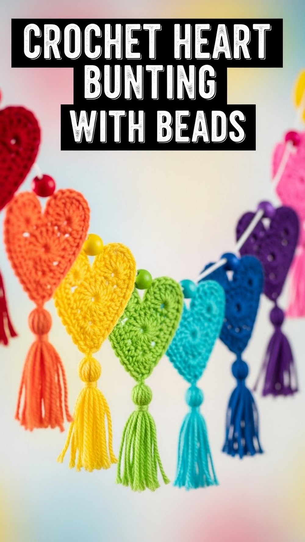 Crochet Heart Bunting with Beads