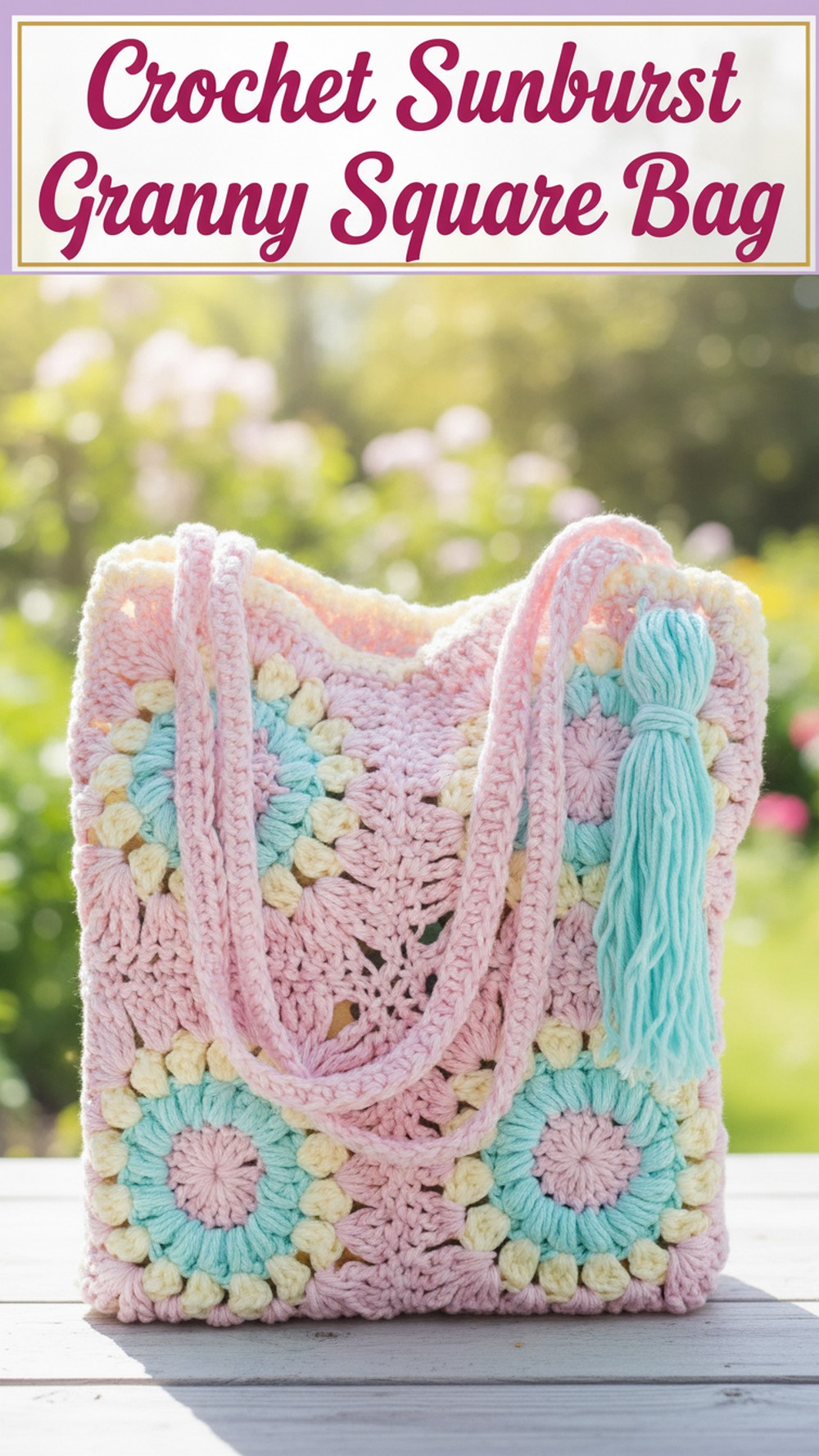Crochet Sunburst Granny Square Bag