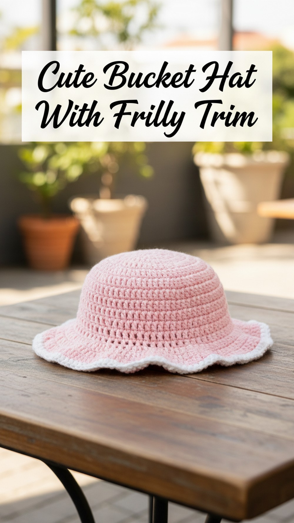 Cute Bucket Hat With Frilly Trim