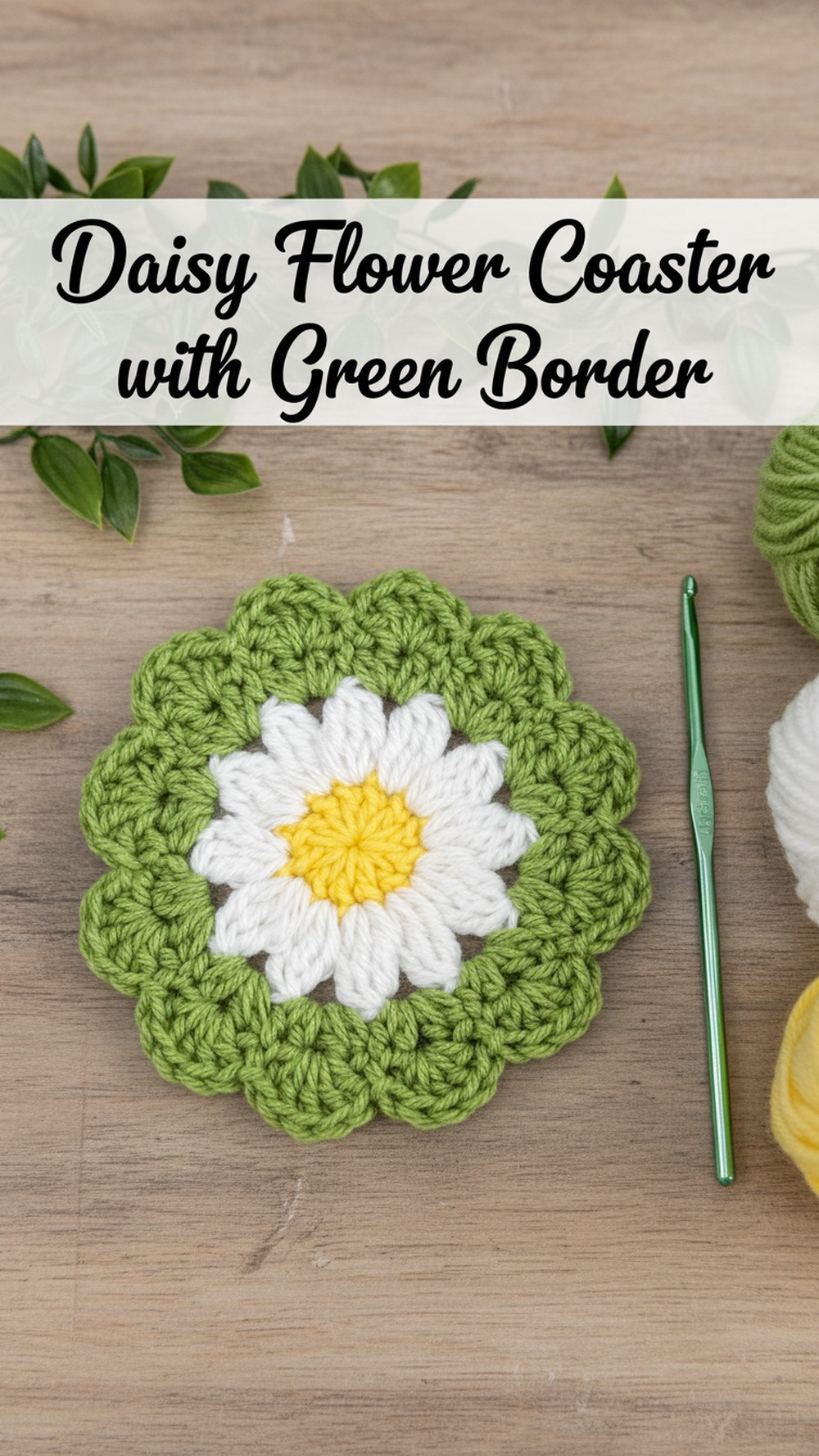 Daisy Flower Coaster with Green Border