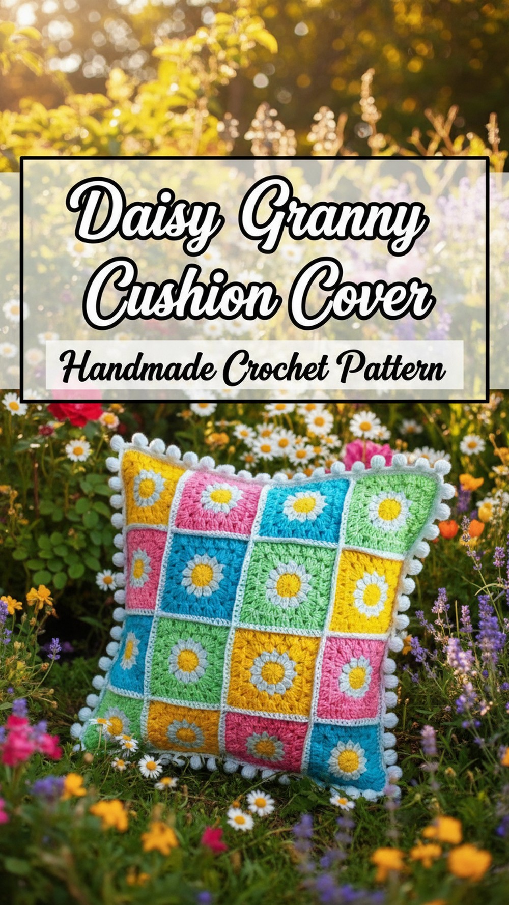 Daisy Granny Square Cushion Cover