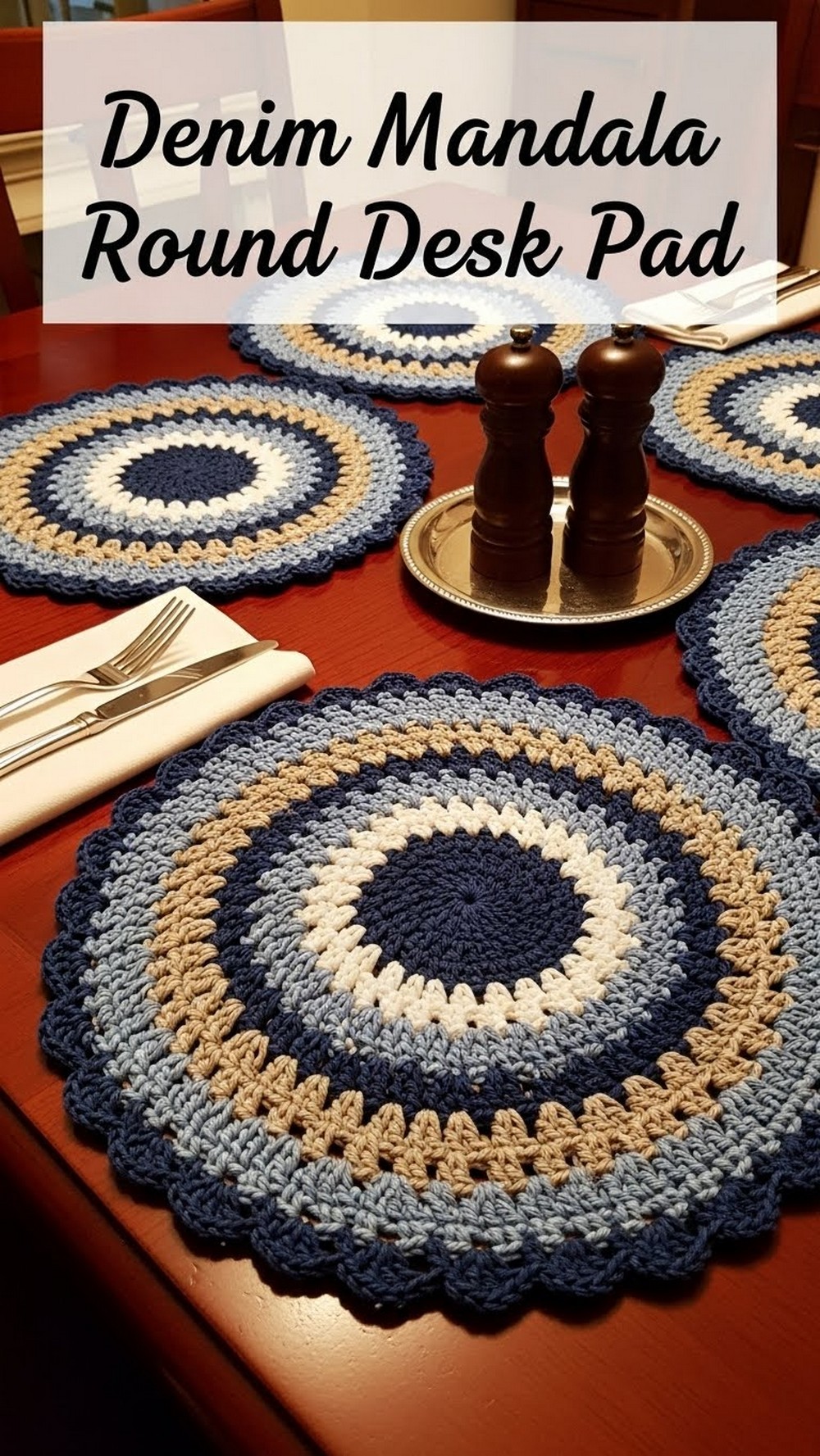 Denim Mandala Round Desk Pad
