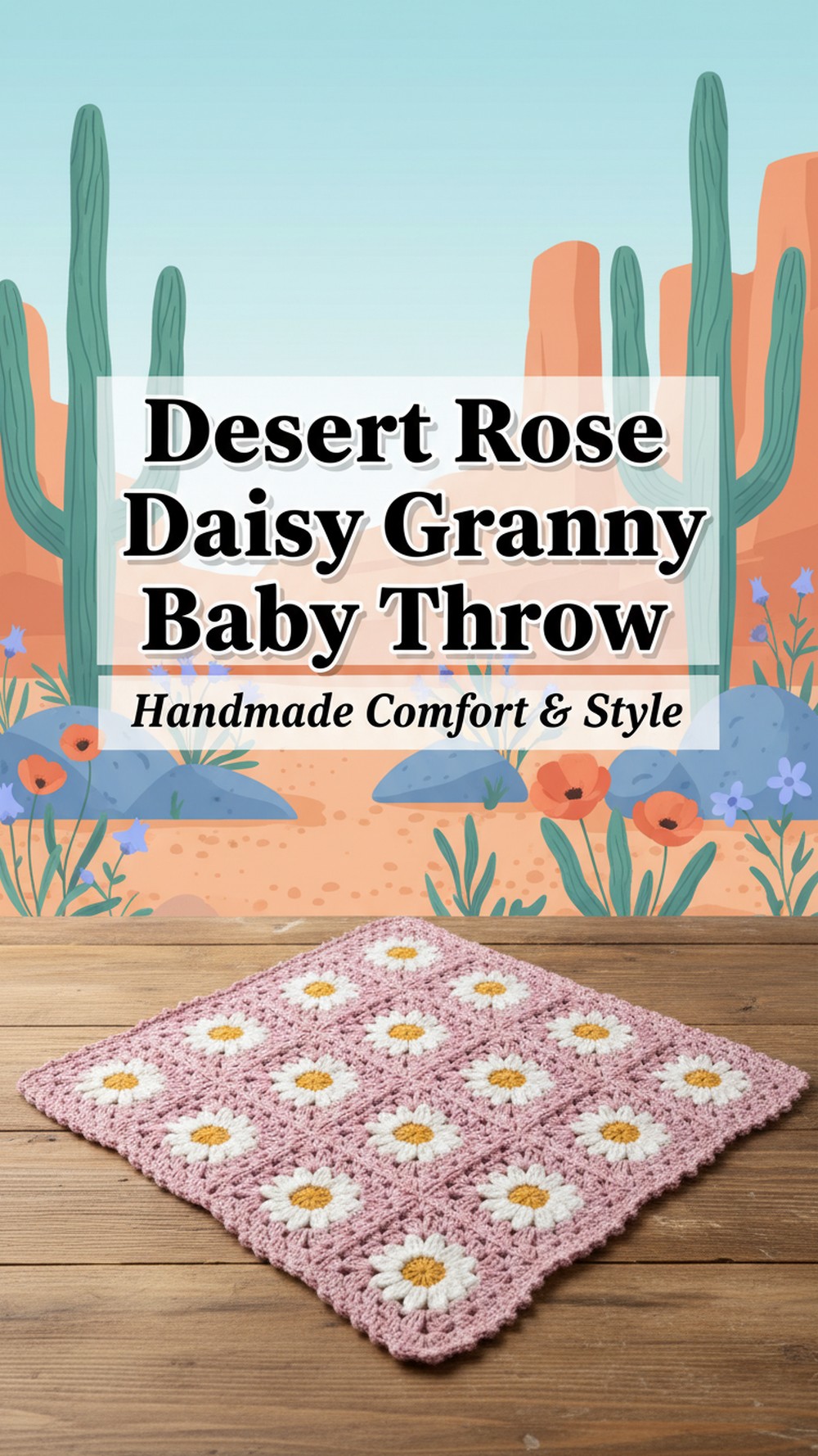Desert Rose Daisy Granny Baby Throw