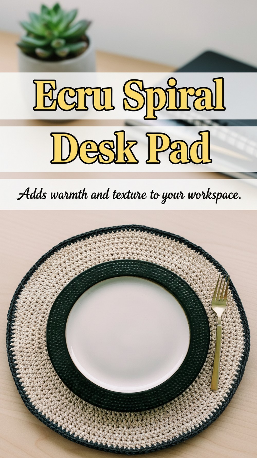 Ecru Spiral Cotton Desk Pad