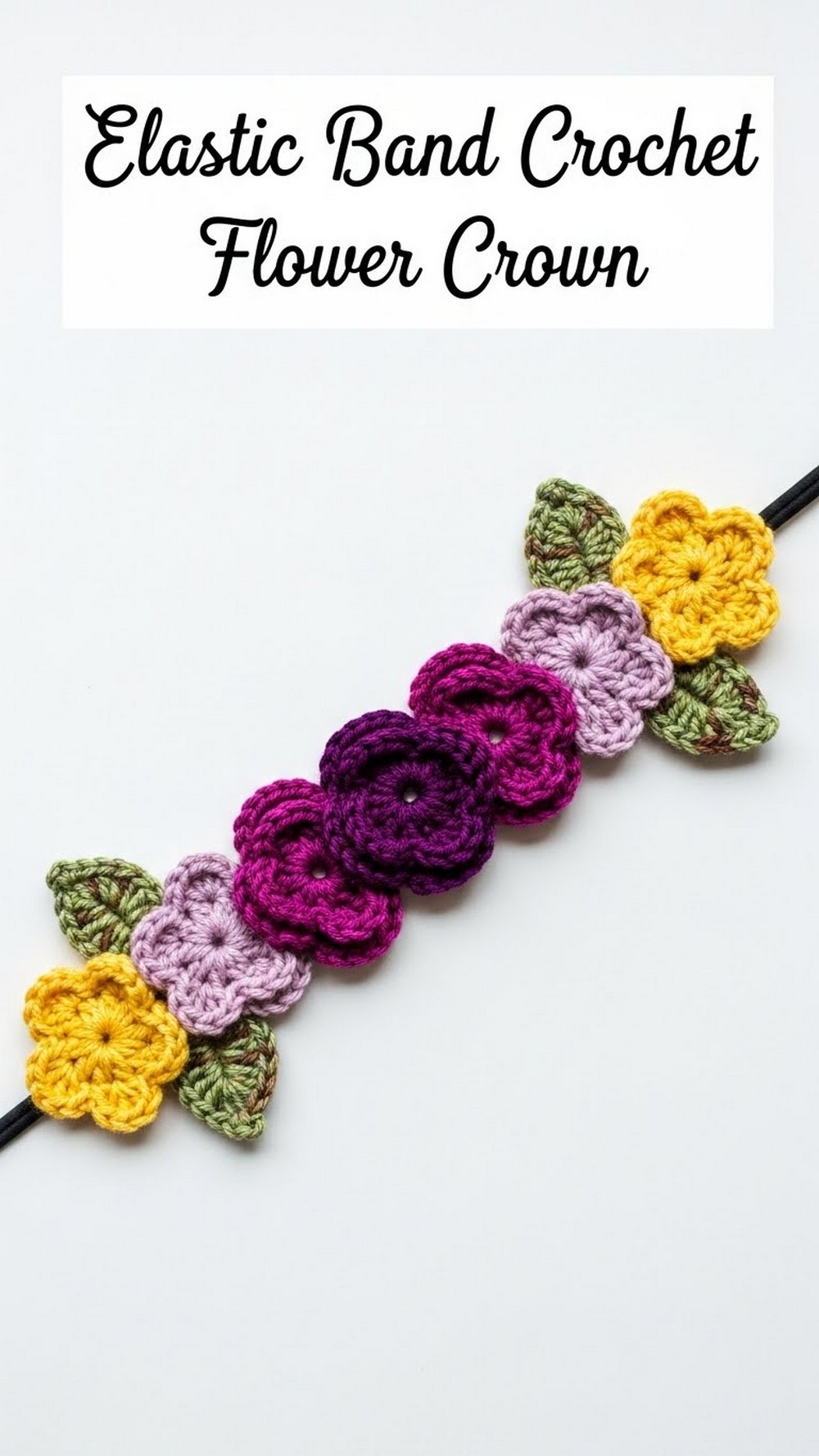 Elastic Band Crochet Flower Crown