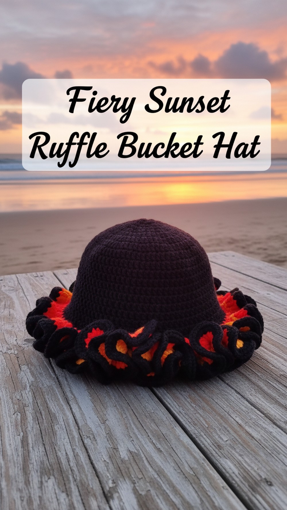 Fiery Sunset Ruffle Bucket Hat