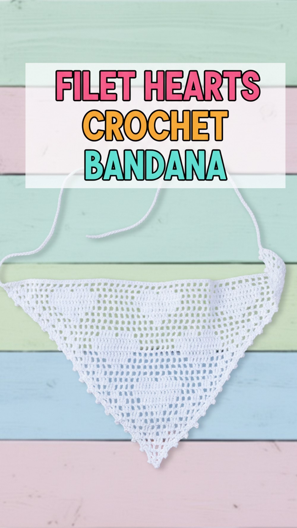 Filet Hearts Crochet Bandana