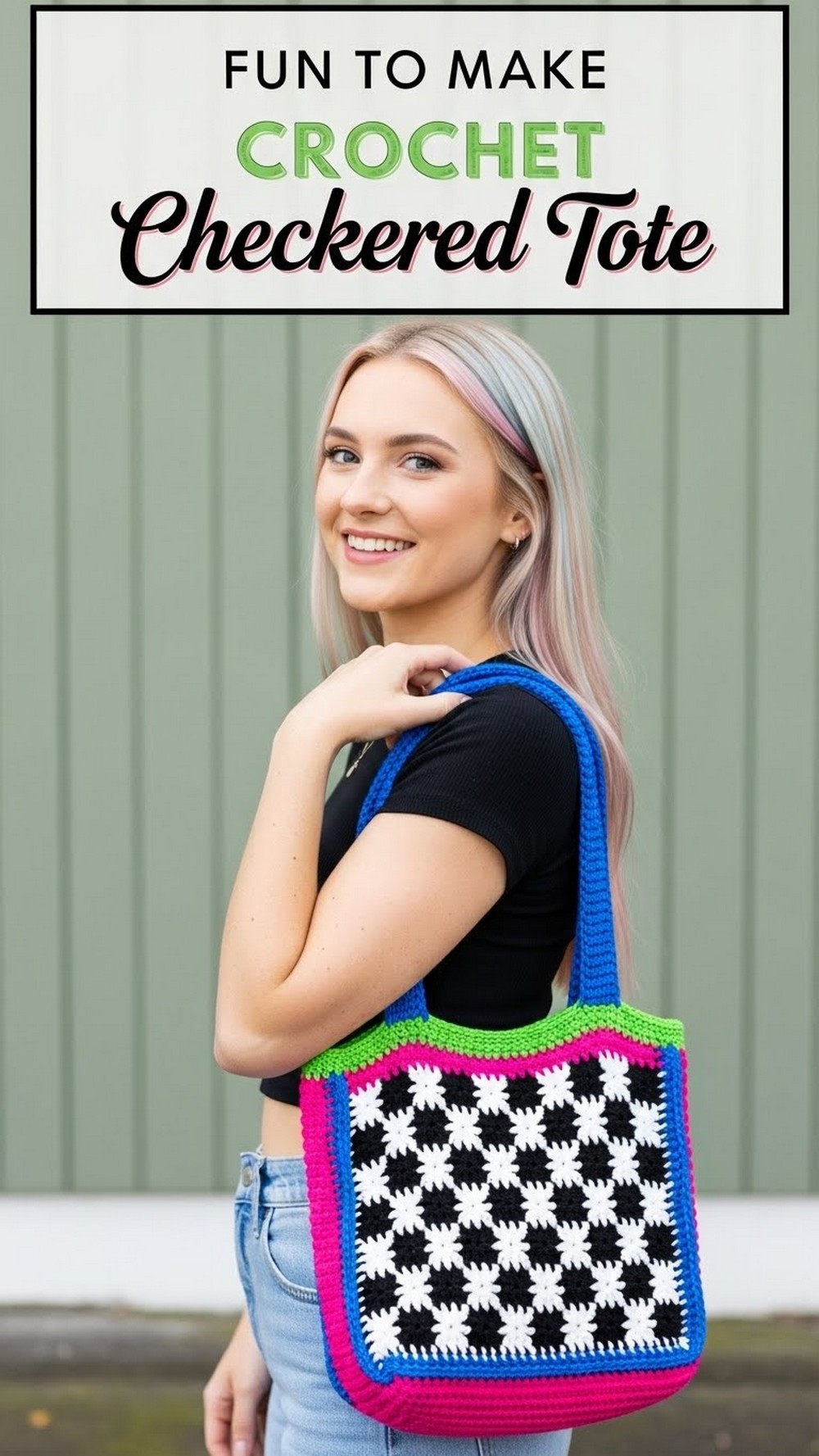 Fun to Make Crochet Checkered Tote