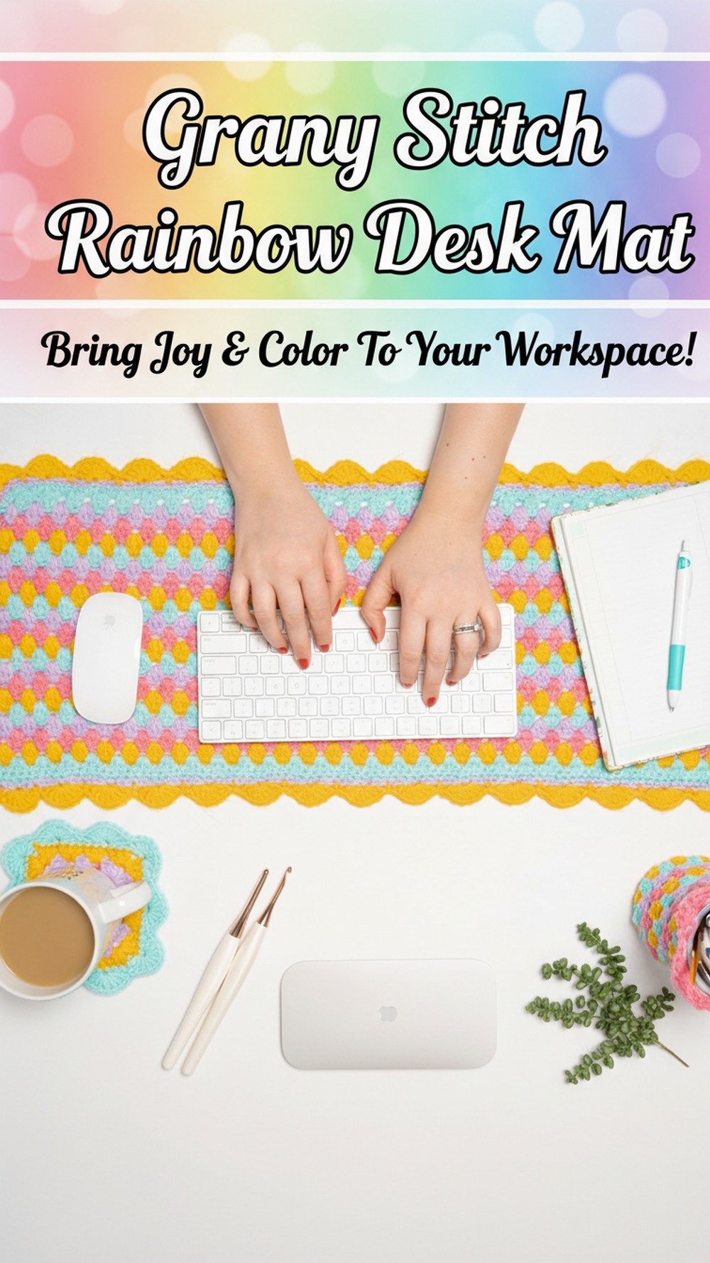 Granny Stitch Rainbow Desk Mat
