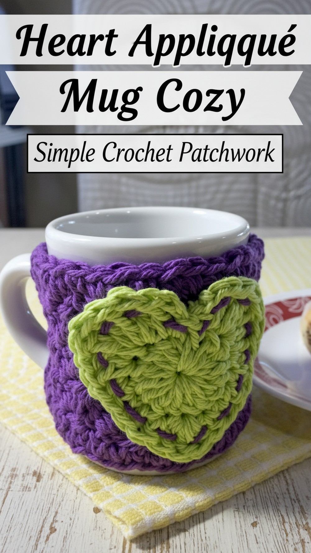 Heart Appliqué Mug Cozy