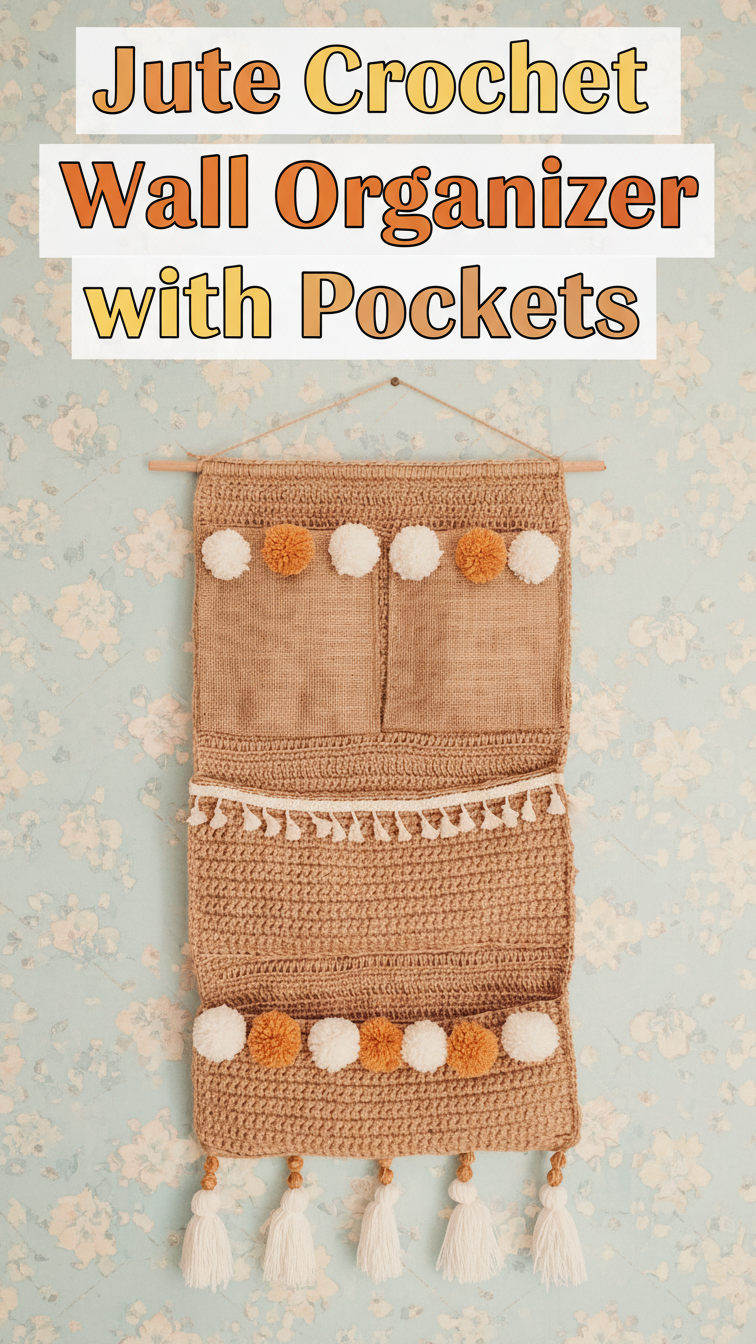 Jute Crochet Wall Organizer with Pockets