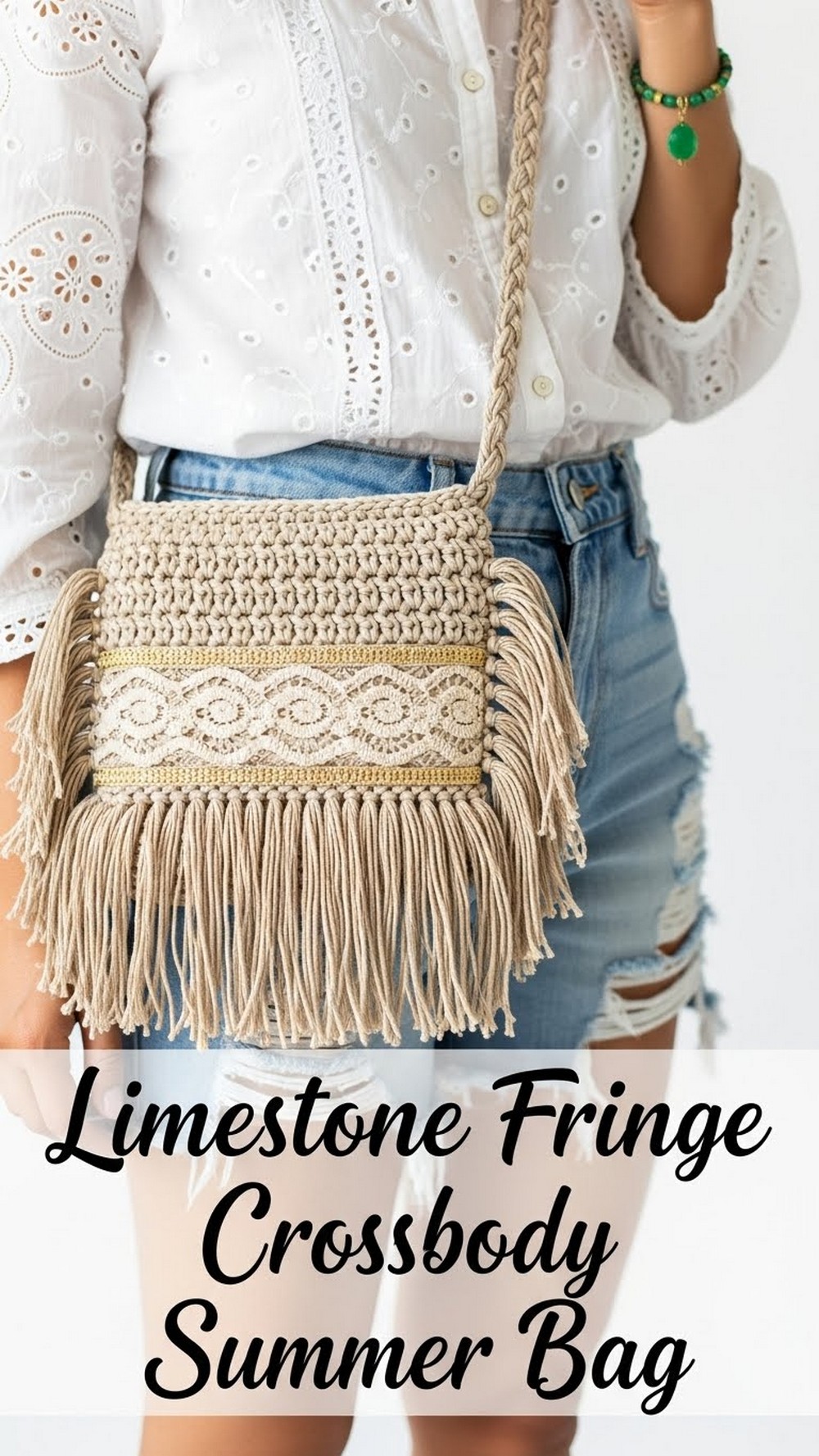 Limestone Fringe Crossbody Summer Bag