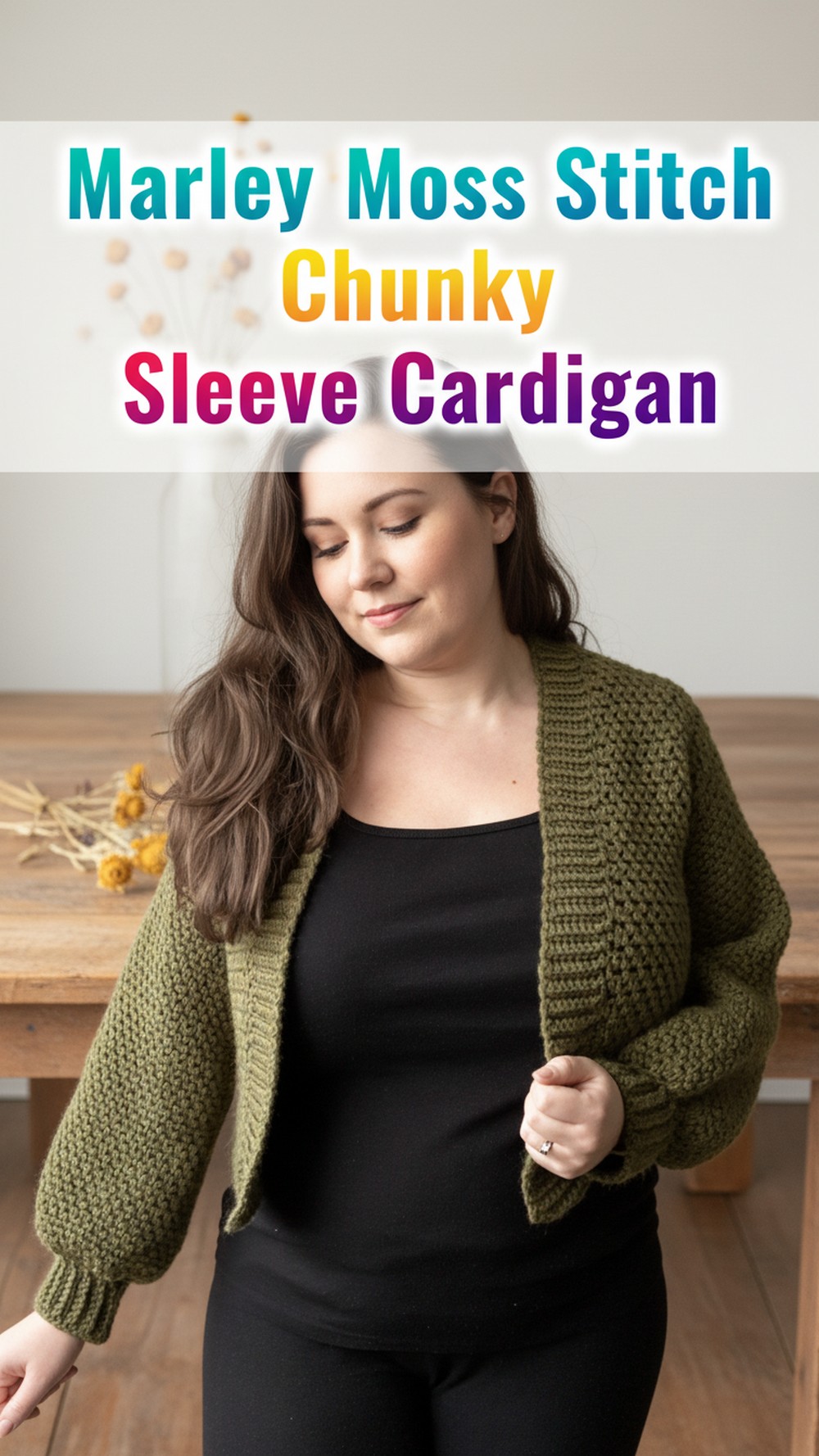 Marley Moss Stitch Chunky Balloon Sleeve Cardigan