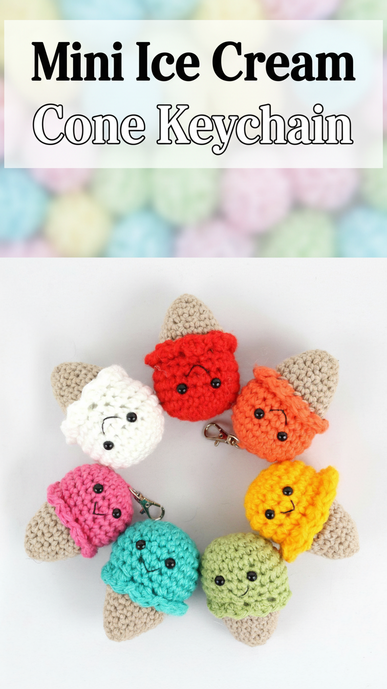 Mini Ice Cream Cone Keychain