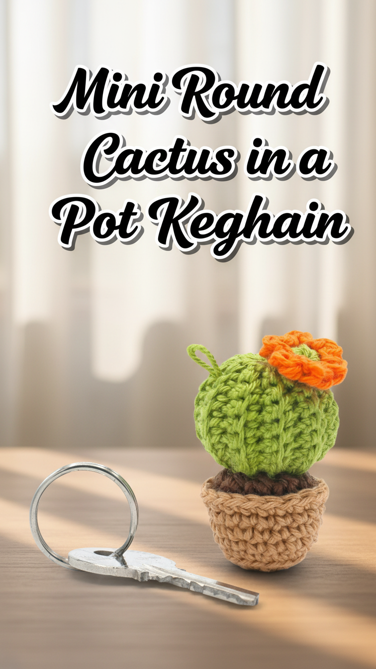 Mini Round Cactus in a Pot Keychain