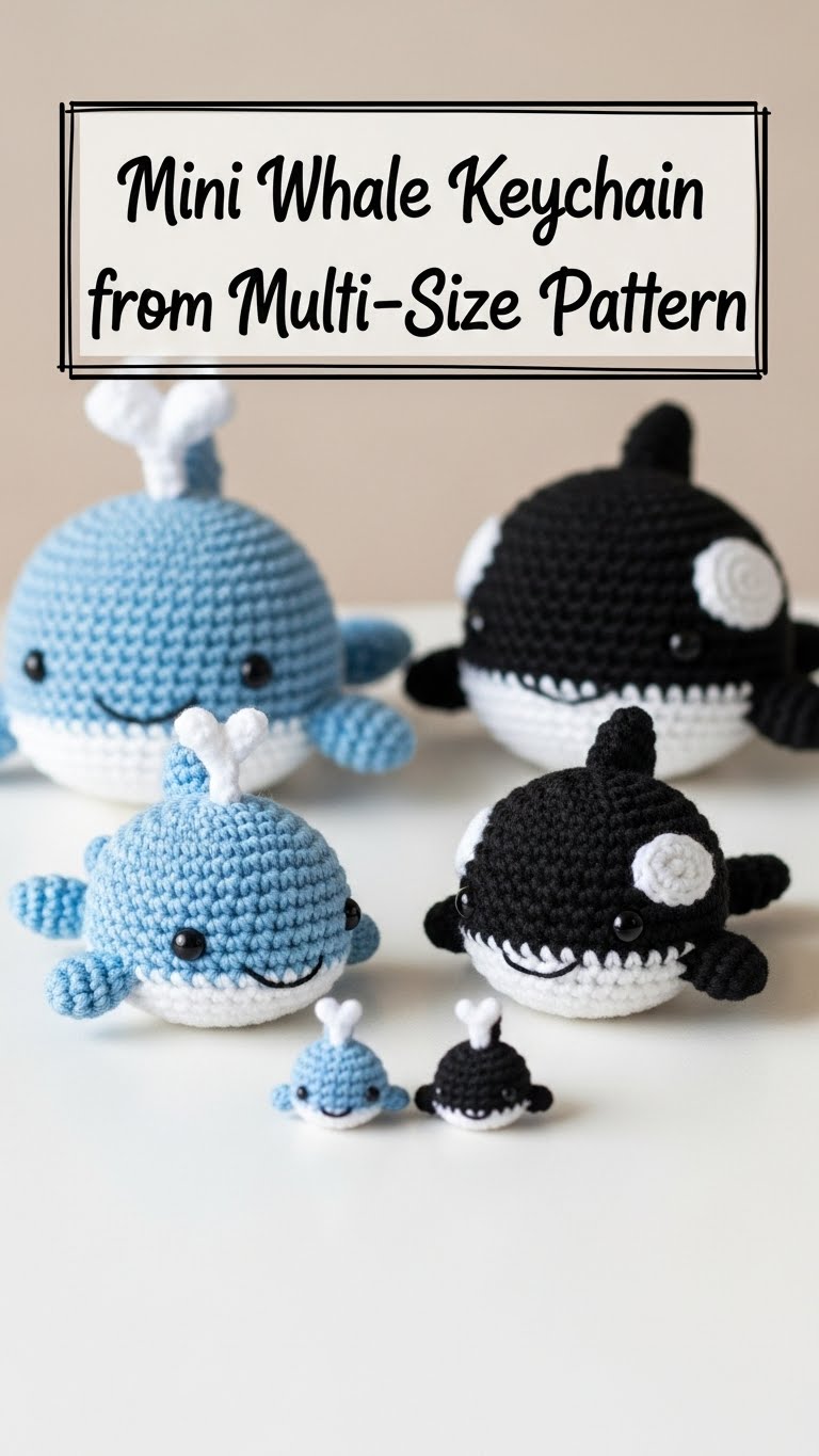 Mini Whale Keychain from Multi-Size Pattern