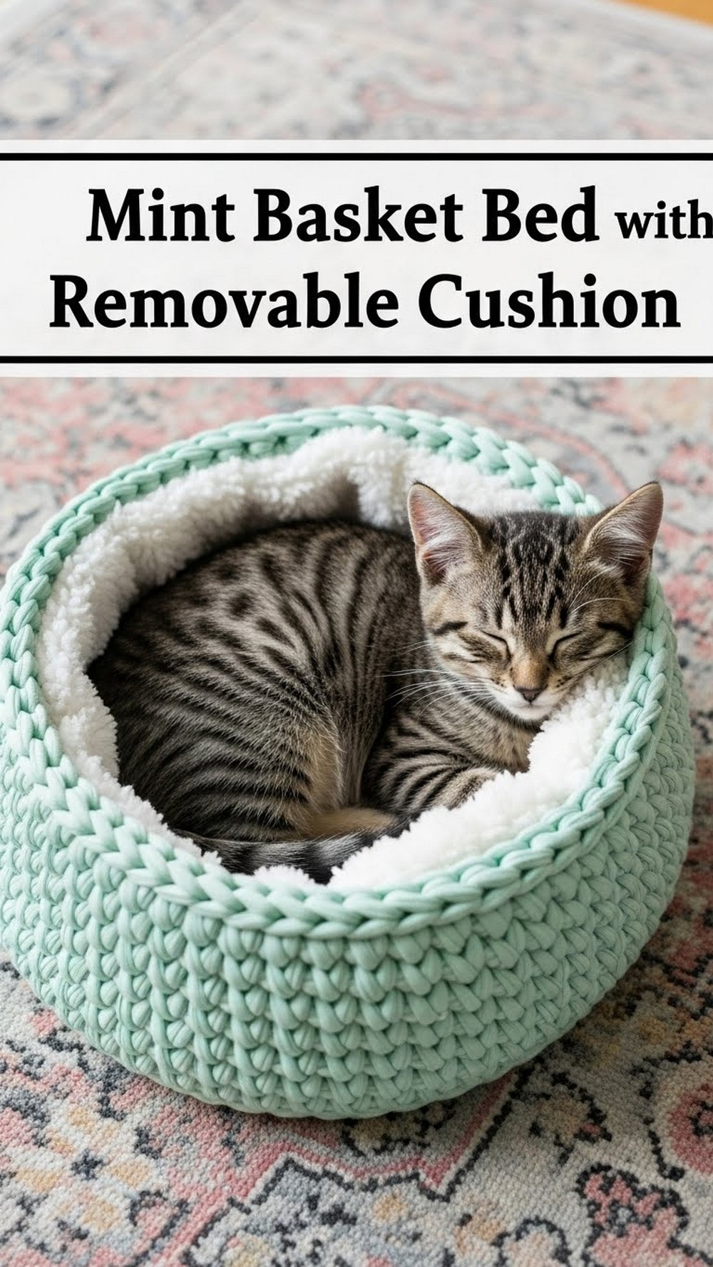 Mint Basket Bed with Removable Cushion