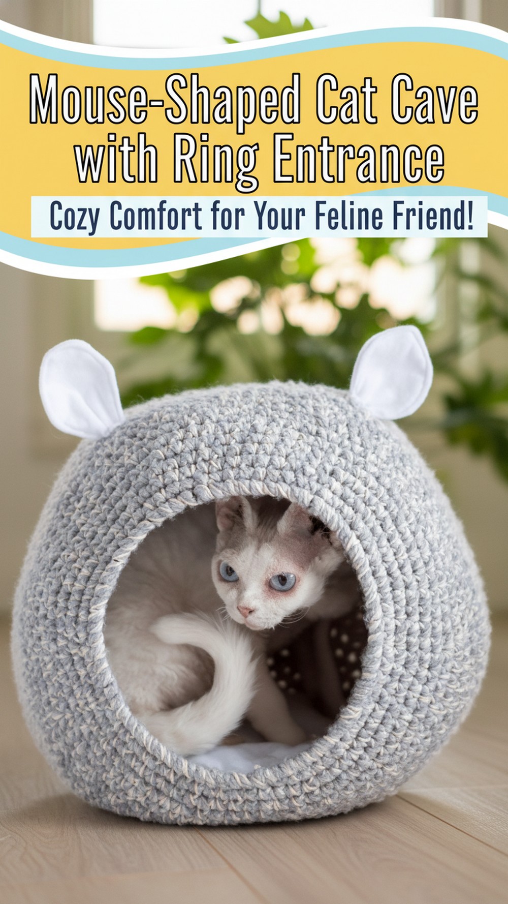Mouse-Shaped Cat Cave with Ring Entrance