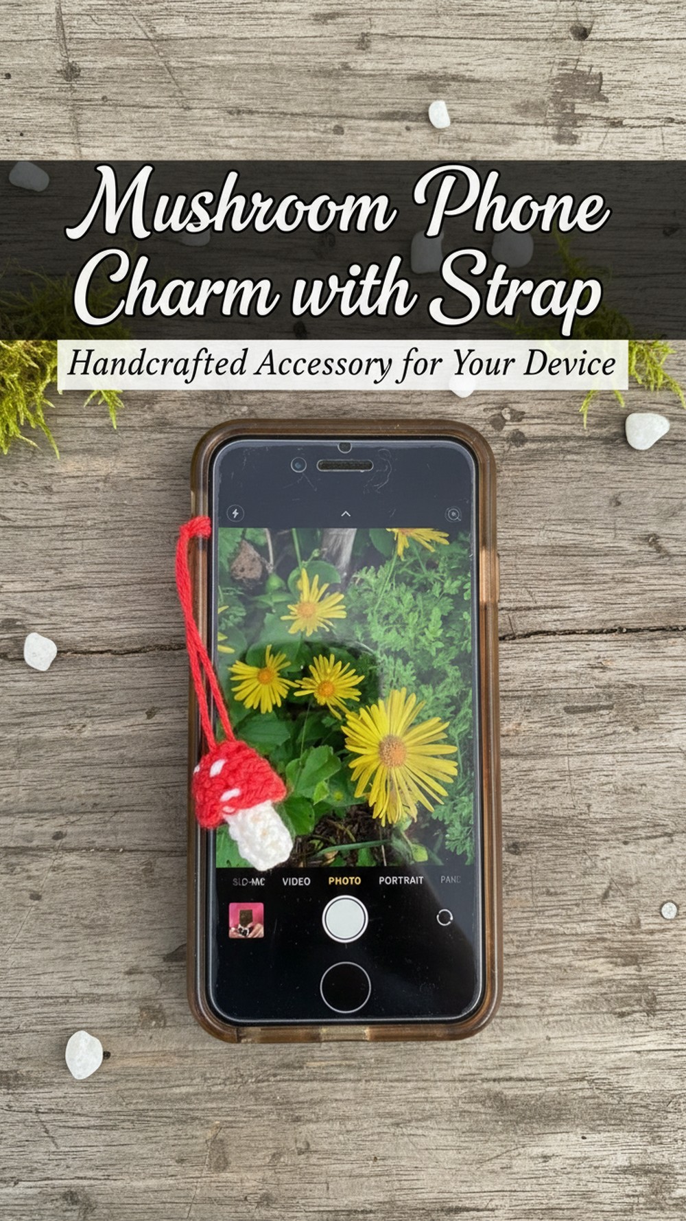 Mushroom Phone Charm with Strap